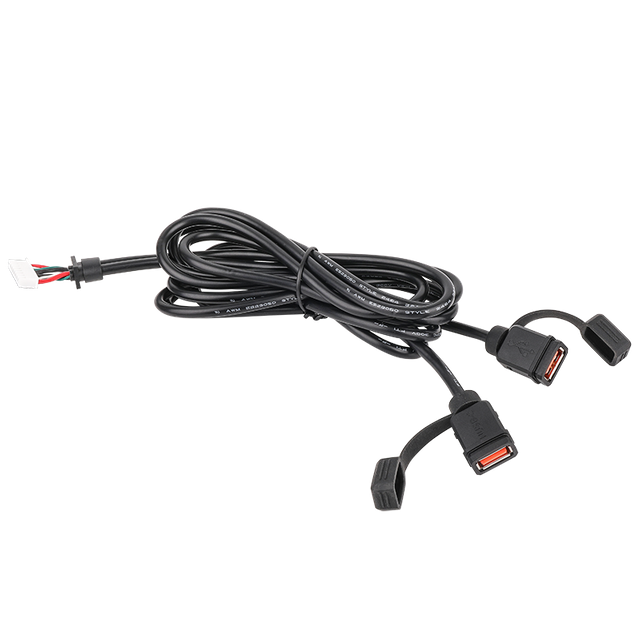 Dual USB-A Socket Cables used on motorcycles to charge mobile phones